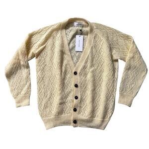 LIGHT YELLOW ERNEST W BAKER CARDIGAN SWEATER NWT LARGER